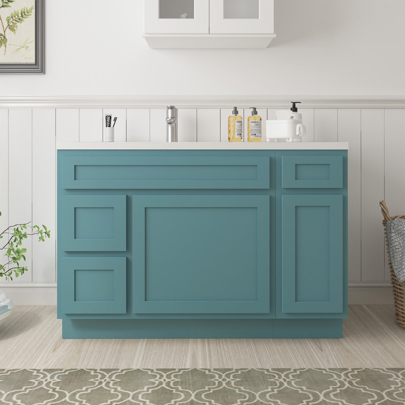 Base de meuble-lavabo simple 48 po seulement, Bleu sarcelle