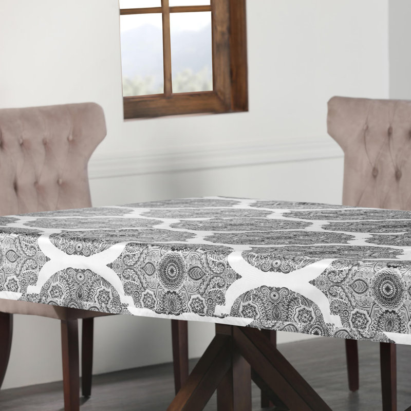 Heiden Floral Tablecloth, 54"W x 120"L, Gray