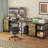 114" L-Shaped Desk With Power Hub, Industrial Gaming Desk - 6 Drawers, Removable Monitor Stand, Rustic Brown Home Office