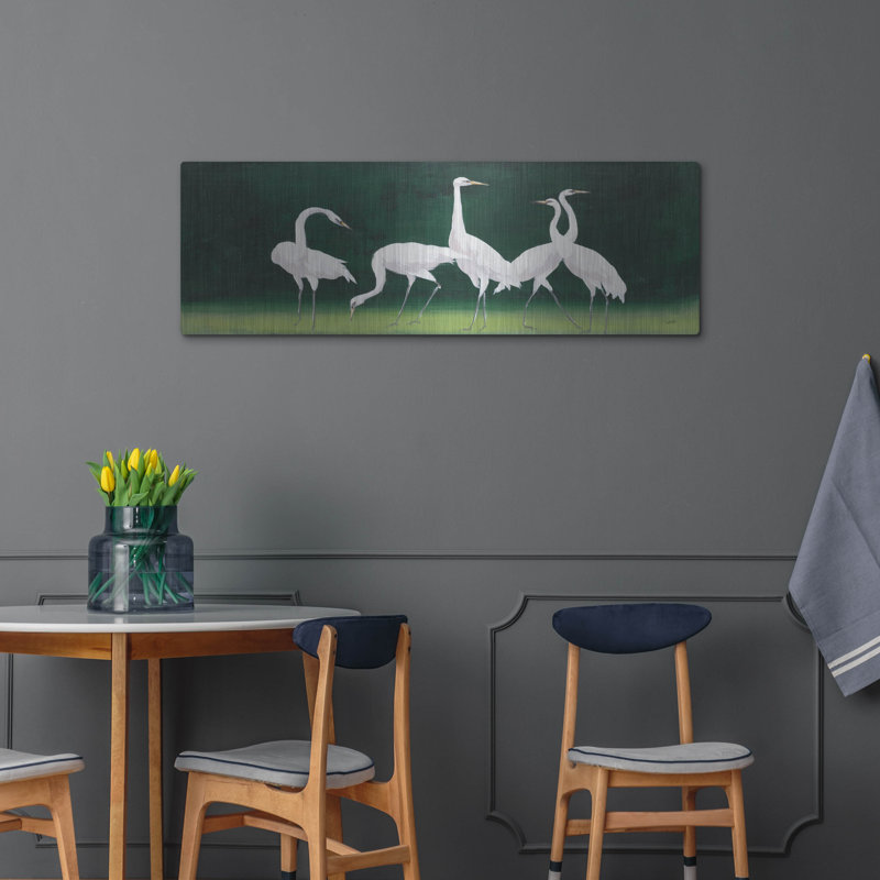 Art mural en métal Winston Porter «Feathered Flock 1» par Julia Purinton, H 16 po x l 48 po