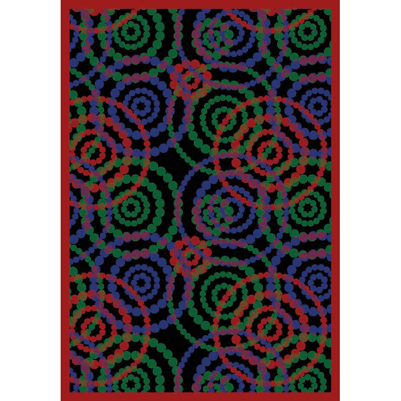 Tapis bleu / rouge / vert Whimsy Dottie, Rectangle 3 pi 10 po x 5 pi 4 po