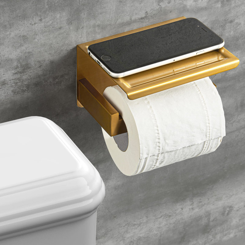 Beetner Wall Mounted Toilet Paper Holder, Brushed Brass