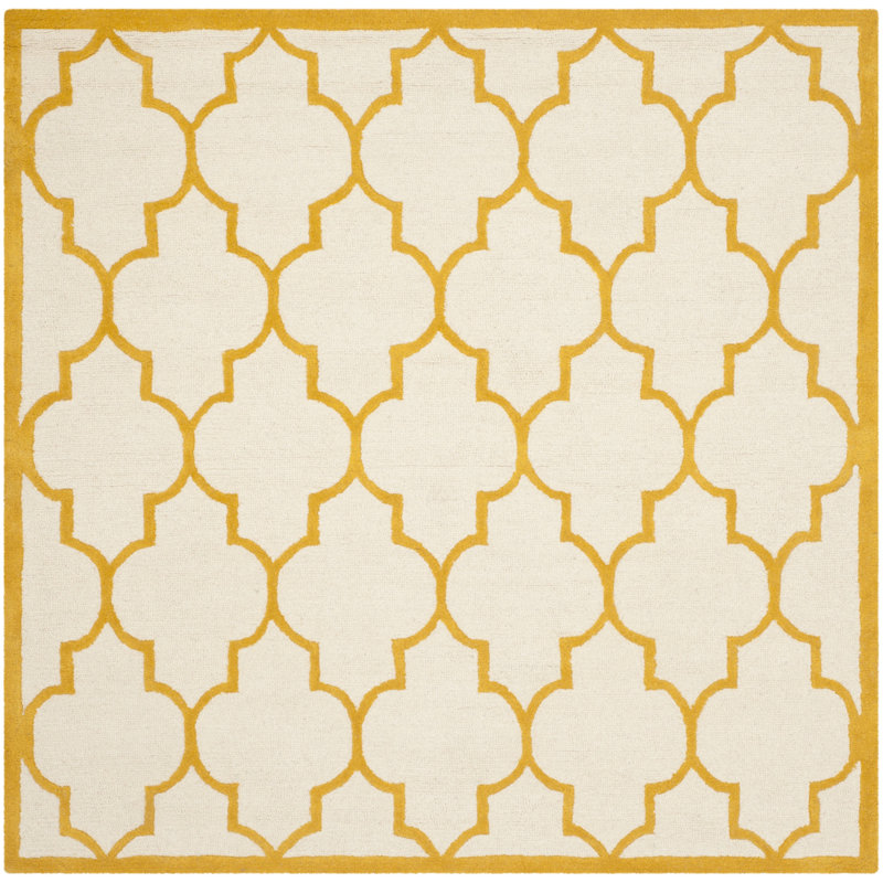 Cannen Hand Tufted Wool Geometric Rug, Square 6'