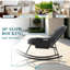 Fauteuil à bascule Papasan surdimensionné avec accoudoirs bas, coussin en velours côtelé doux et poche de rangement, structure métallique robuste, idéale pour l'intérieur et l'extérieur (chambre, salon, terrasse), gris-1703121610