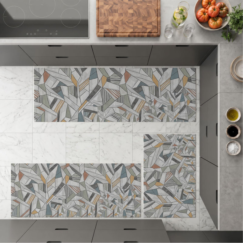 Geometric Mosaic Non-Slip Washable Kitchen Mats