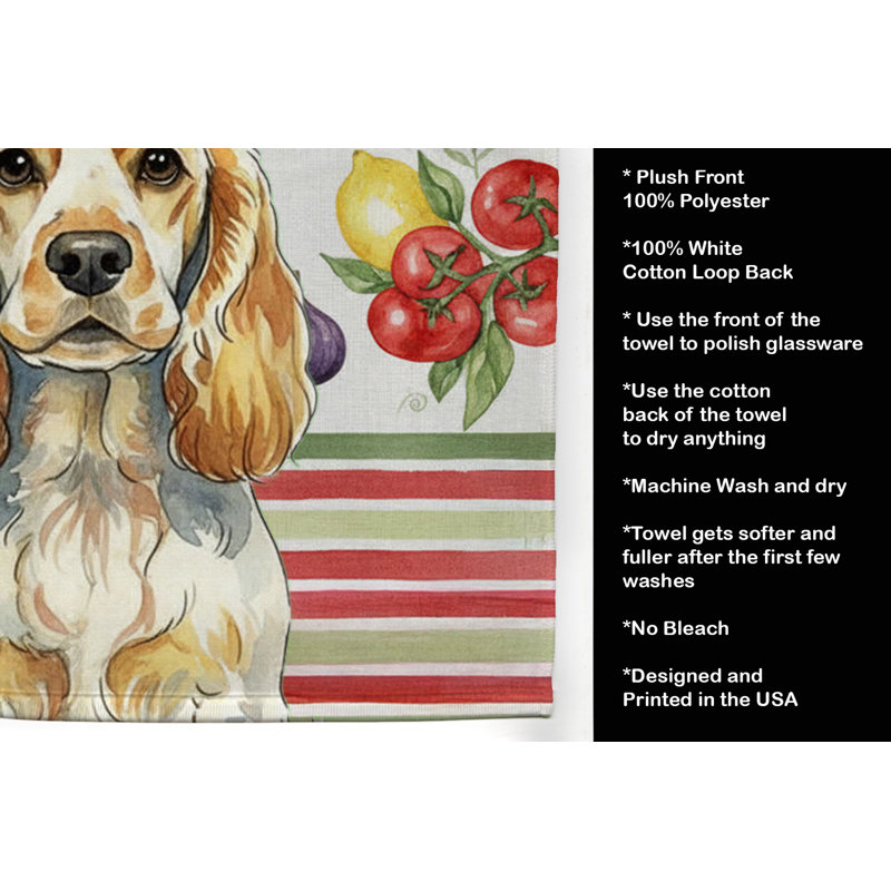 Lemon Roan English Cocker Spaniel Vegetables Kitchen Towel, Lemon Roan English Cocker Spaniel