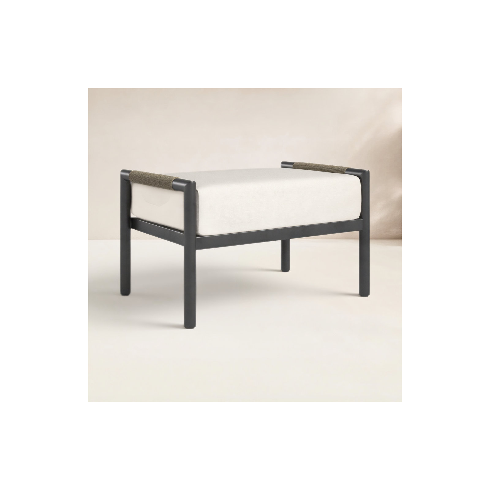 Esme Outdoor Ottoman with Sunbrella Cushion, Echo Ash Sunbrella®