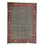 Hand-Knotted High-Quality Green and Navy Area Rug