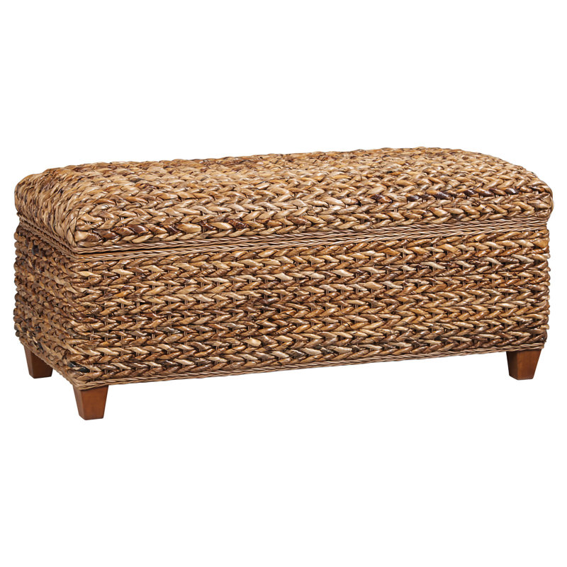 Banc de rangement en osier tissé à la main Arleen, Naturel