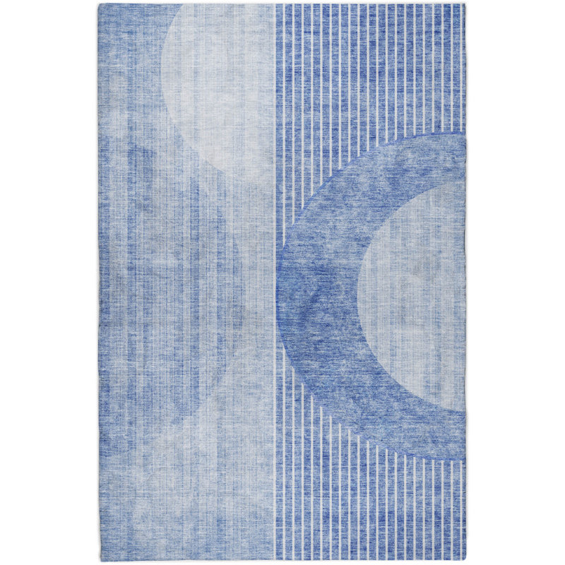 Tapis à poil long de qualité supérieure lavable à la machine ADS676, Bleu, 5 pi x 7 pi 6 po