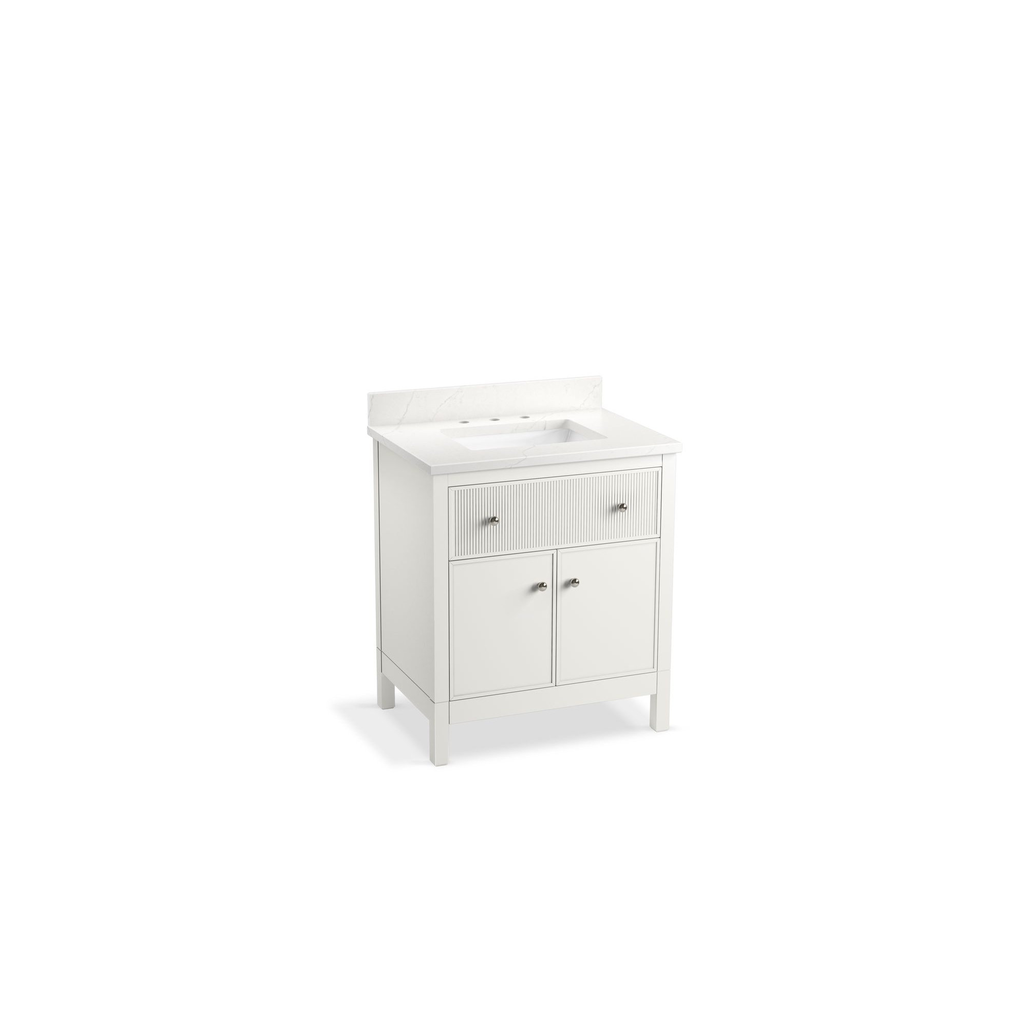 Malin By Studio McGee 72 in. Bathroom Vanity Cabinet With Sinks And Quartz Top, White, 39.68'' H X 30'' W x  22.43'' D, White