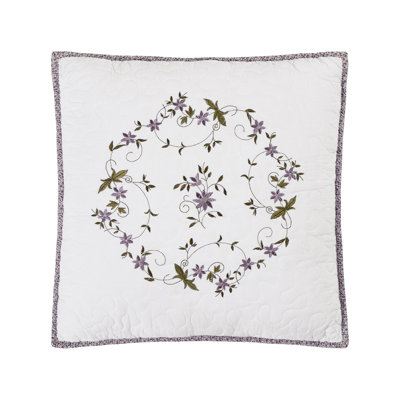 Gwen Floral Embroidered Square Throw Pillow