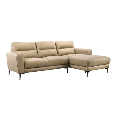 Spacious Taupe Genuine Leather Sectional With Left Facing And Right Chaise For Home 2 Living