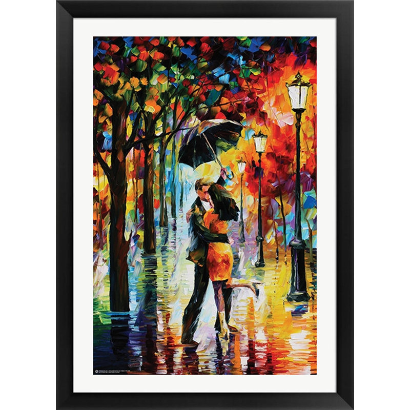 Danse sous la pluie par Leonid Afremov - Reproduction d'art sur papier encadrée