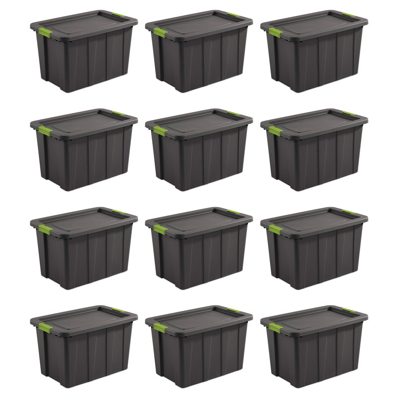 Sterilite Latching Tuff1 Stackable Storage Tote Bin w/ Latch Lid, 12-Pack, 120 Quart