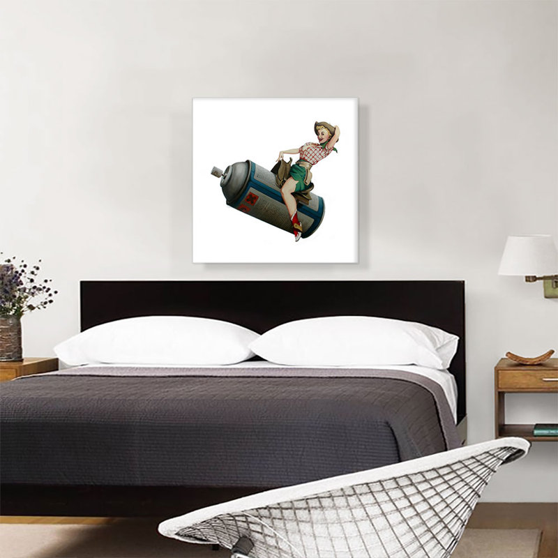 «Spraycan Rodeo Girl» par Banksy, reproduction d'art sur toile tendue, H 26 po x l 26 po x P 0,75 po