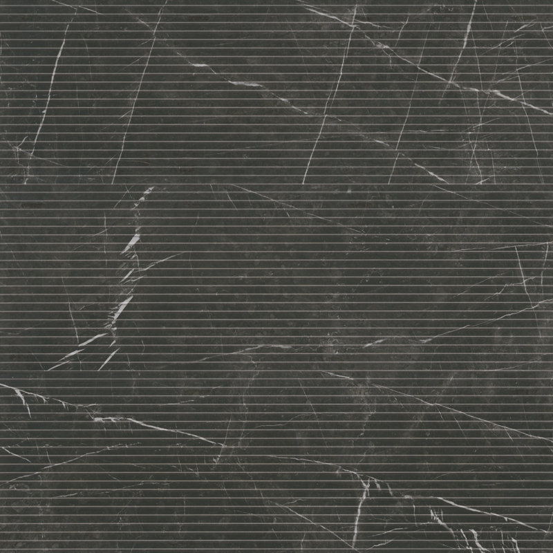 Carrelage mural cannelé en céramique 16 po x 48 po Striara Marvelle, Velours noir Marvelle