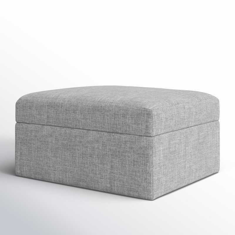 Hartig Upholstered Ottoman, Zuma Pumice Textured Linen