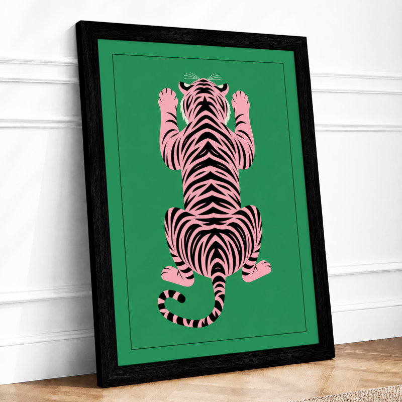 Geometric Tiger Art Deco - Framed Print, A2 - 59.4 x 42.0 cm, Black