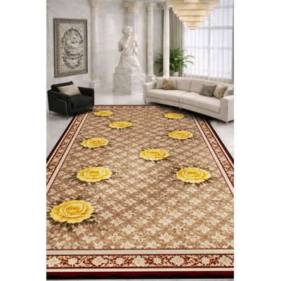 Tapis jaune tissé à envers lavable Mosso