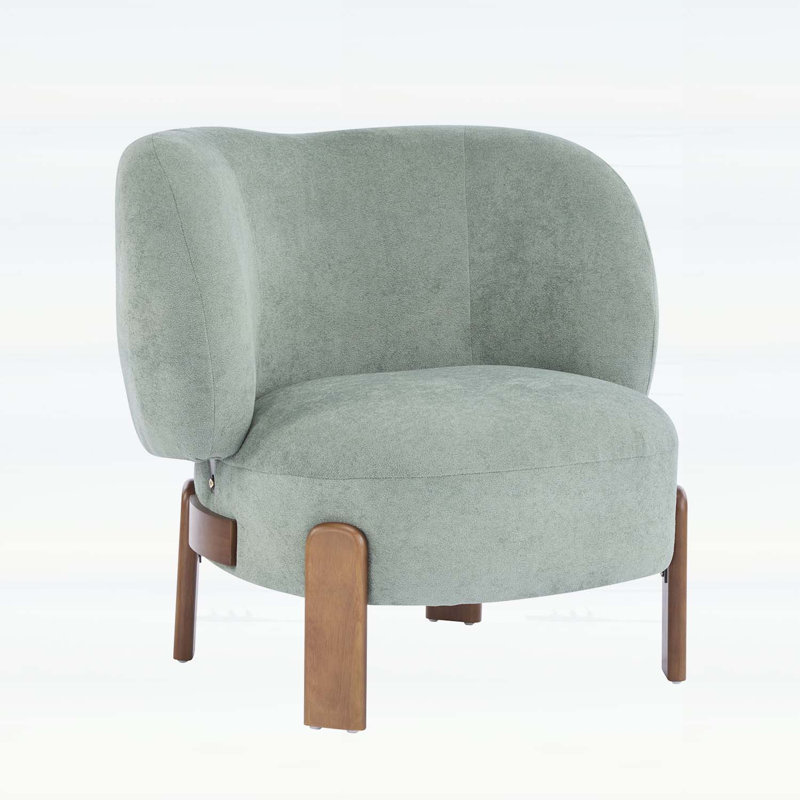 Fauteuil à oreilles confortable avec pieds en bois pour un confort élégant, Vert