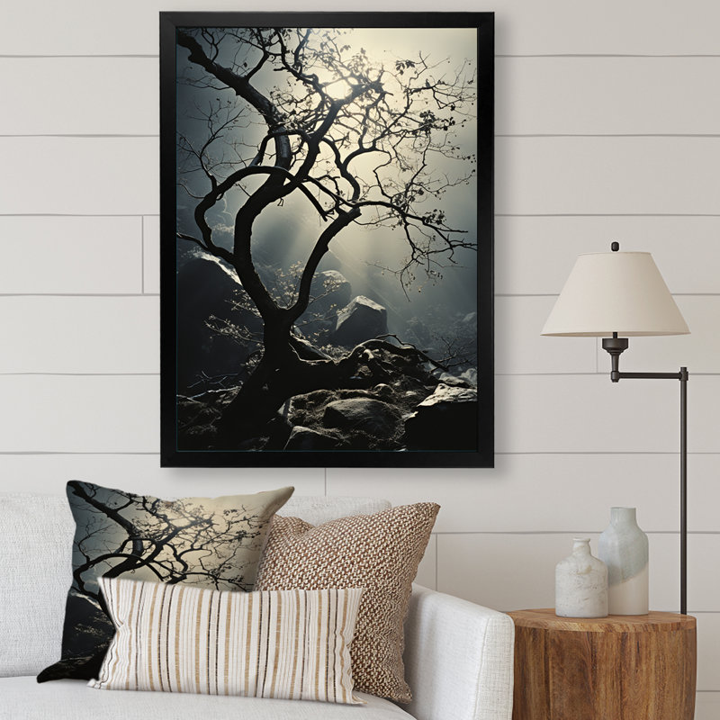 Mystic Tree Symphony - Trees, impression d'art mural, H 32 po x l 24 po x P 1 po, Cadre photo noir