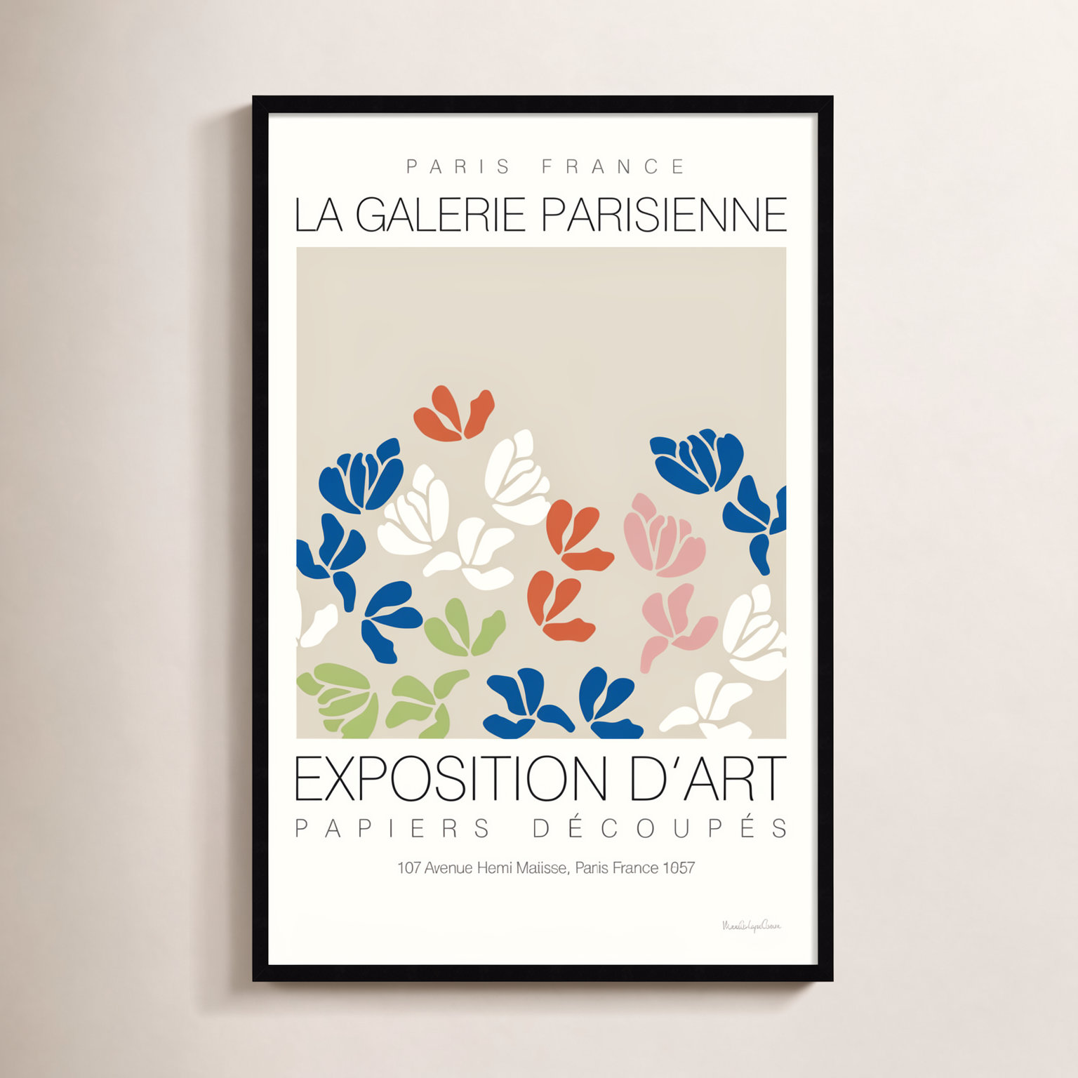Fleurs de Matisse III Print, 28" W x 41" H, Black