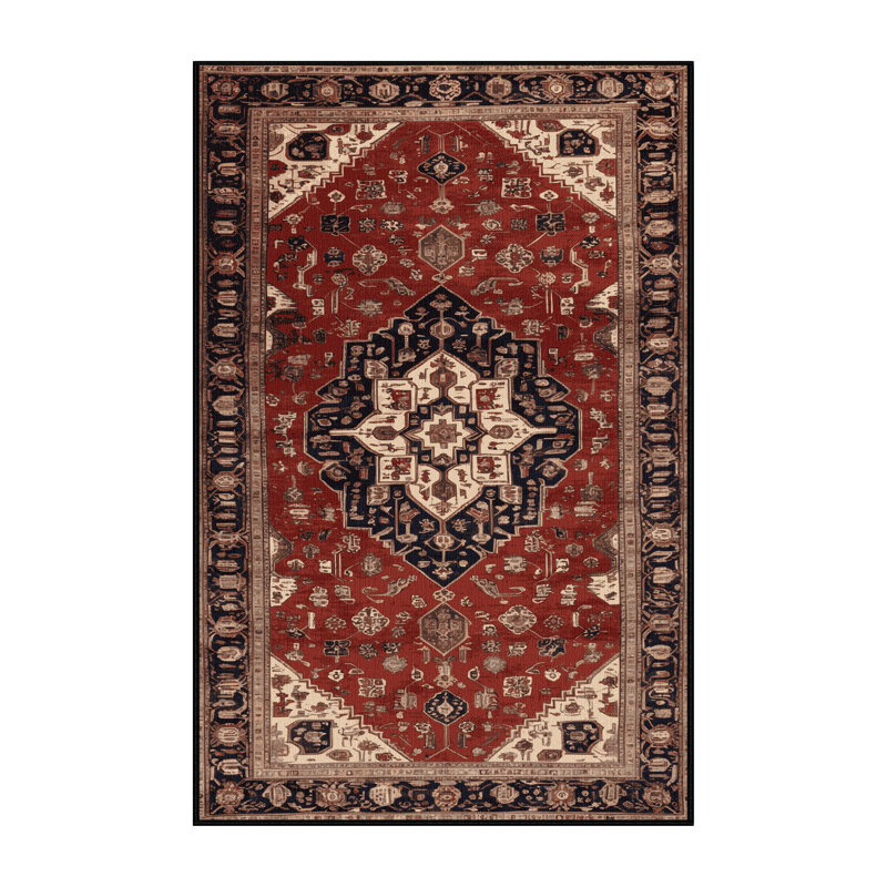Tapis persan noir lavable à la machine, Rectangulaire 8 pi x 12 pi