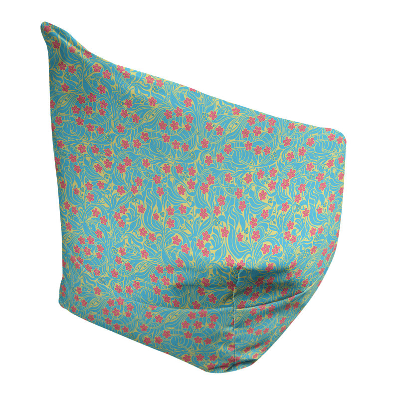Sac de pois Leffel, H 27 po x l 30 po x P 25 po, Pouf fauteuil, Sarcelle / orange