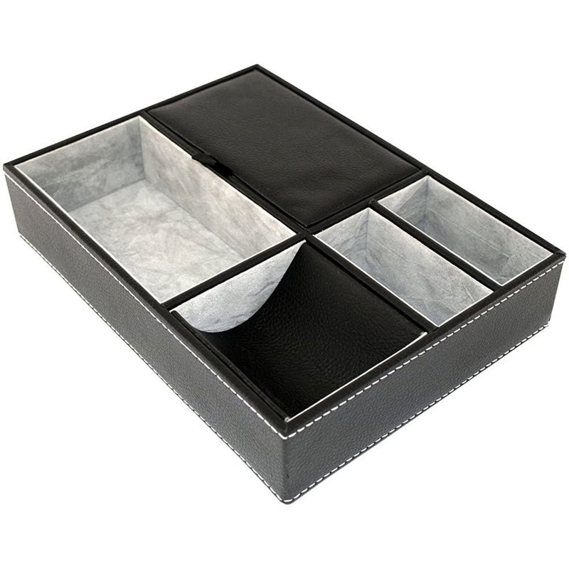Plateau de rangement pour bijoux en similicuir