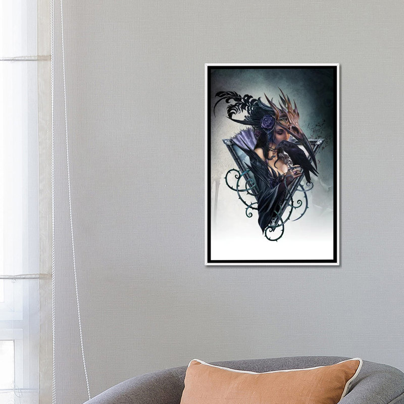 Corvus Arcanum, White Floater Framed Canvas, 26" H x 18" W x 1.5" D, No Mat