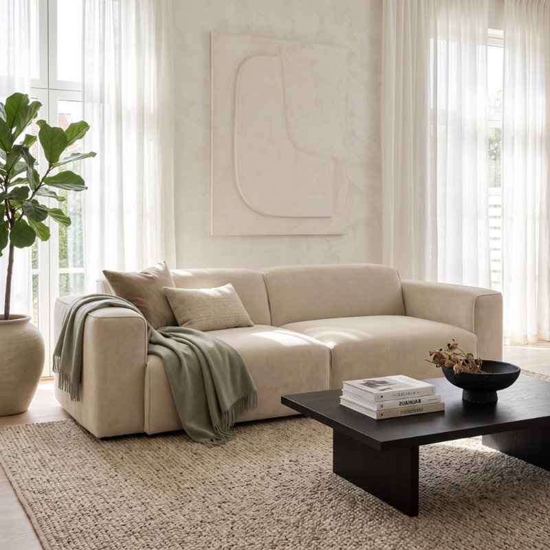 Milky 3 Seater Sofa Bed, Cream MANILA 02