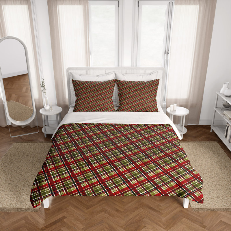 Checkered Duvet Cover, Queen Duvet Cover + 2 Queen Shams