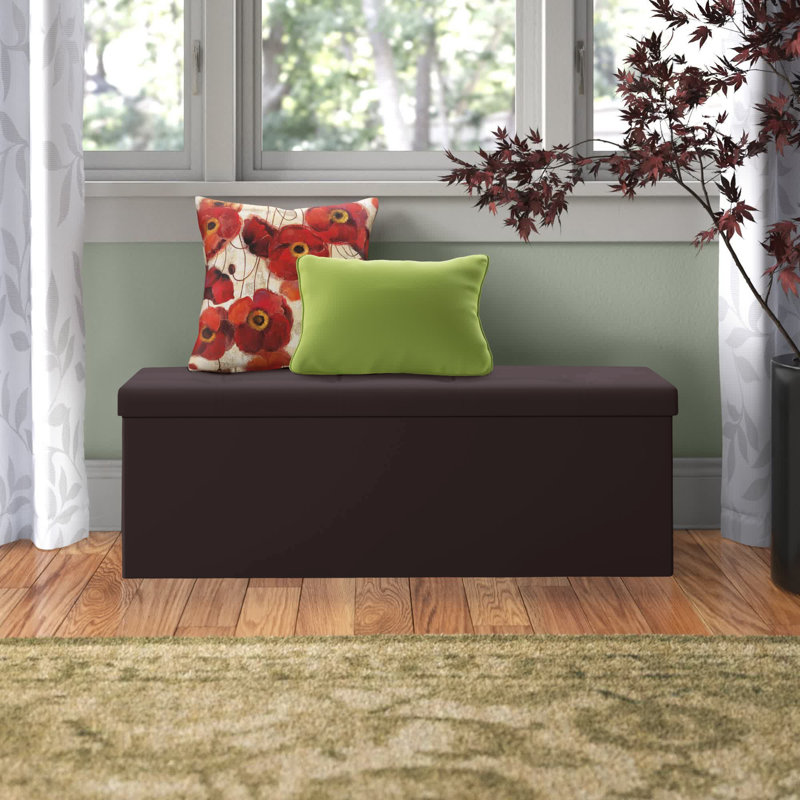 Brenneman Faux Leather Ottoman, Brown Faux Leather