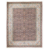 Hand Knotted Wool Oriental Area Rug in Plum And Ivory