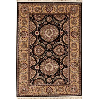 Wool Oriental Area Rug in Black/Brown