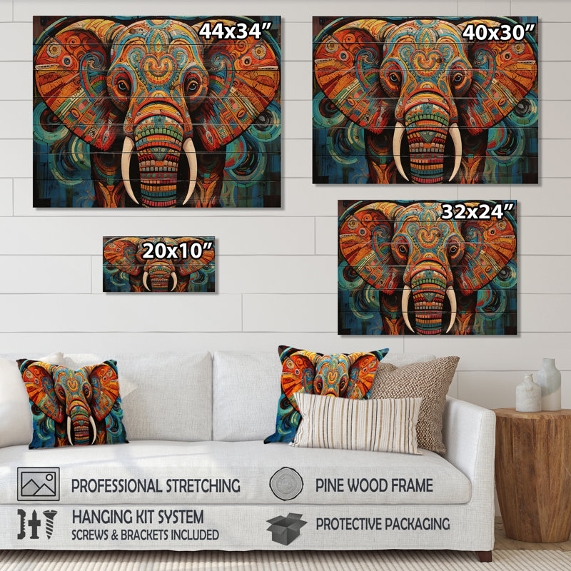 Thalya - Animaux, impression sur bois de pin naturel, H 24 po x l 32 po