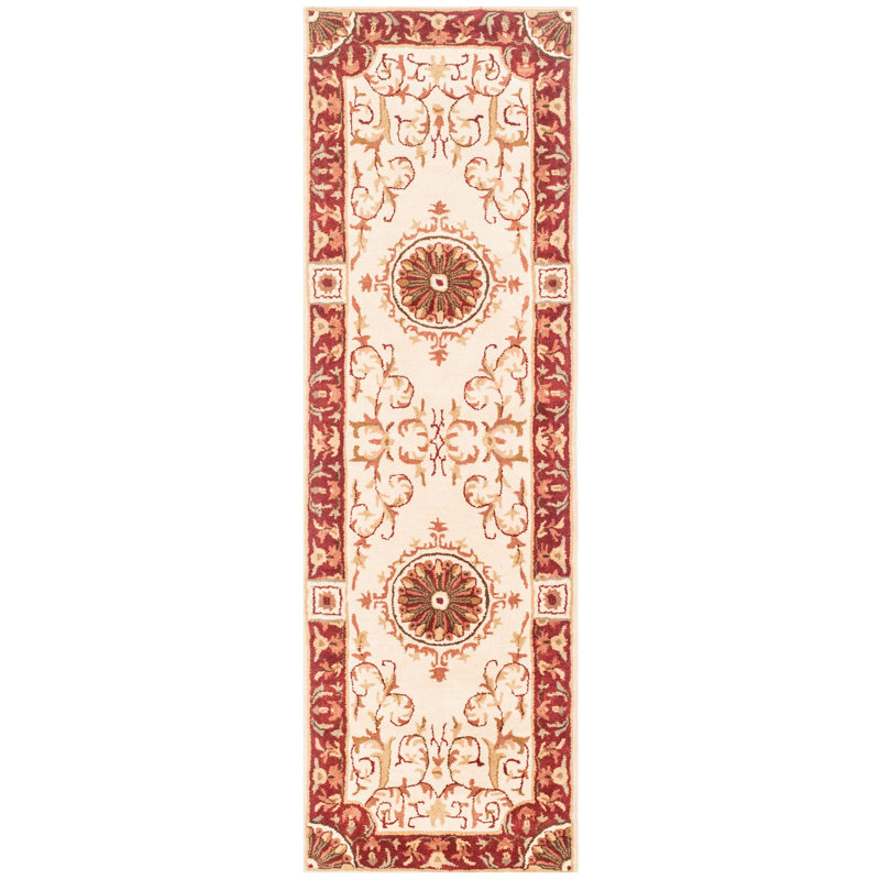 Tapis oriental en laine touffeté à la main Latarra, Tapis de couloir beige
