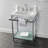 Kingston Brass Sheridan 24-Inch Ceramic Console Sink with Stainless Steel Legs and Glass Shelf (3-Hole)-54822239-54822241