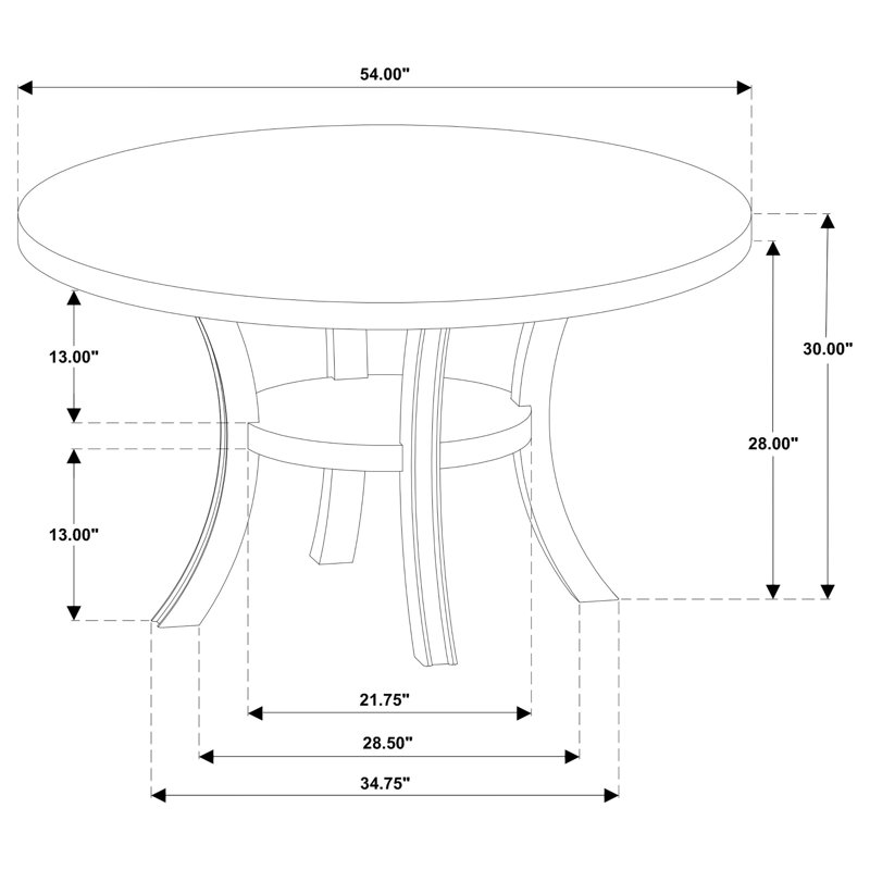 Lilou 54-inch Round Dining Wood Table with Shelf Pearl White