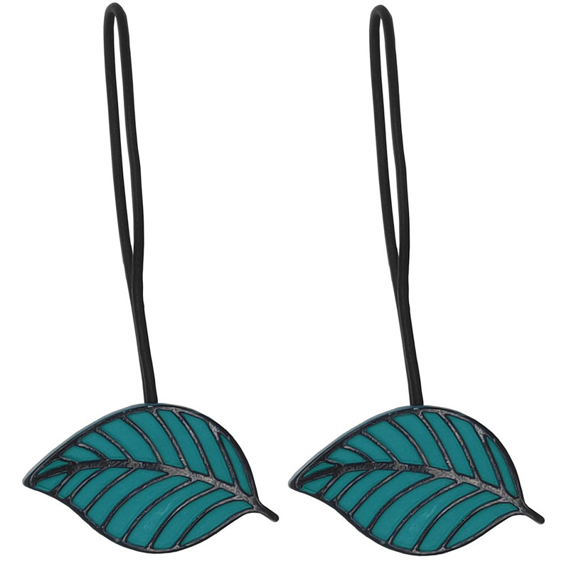 Teal Resin Leaf Design Magnetic Curtain Tiebacks Set of 2