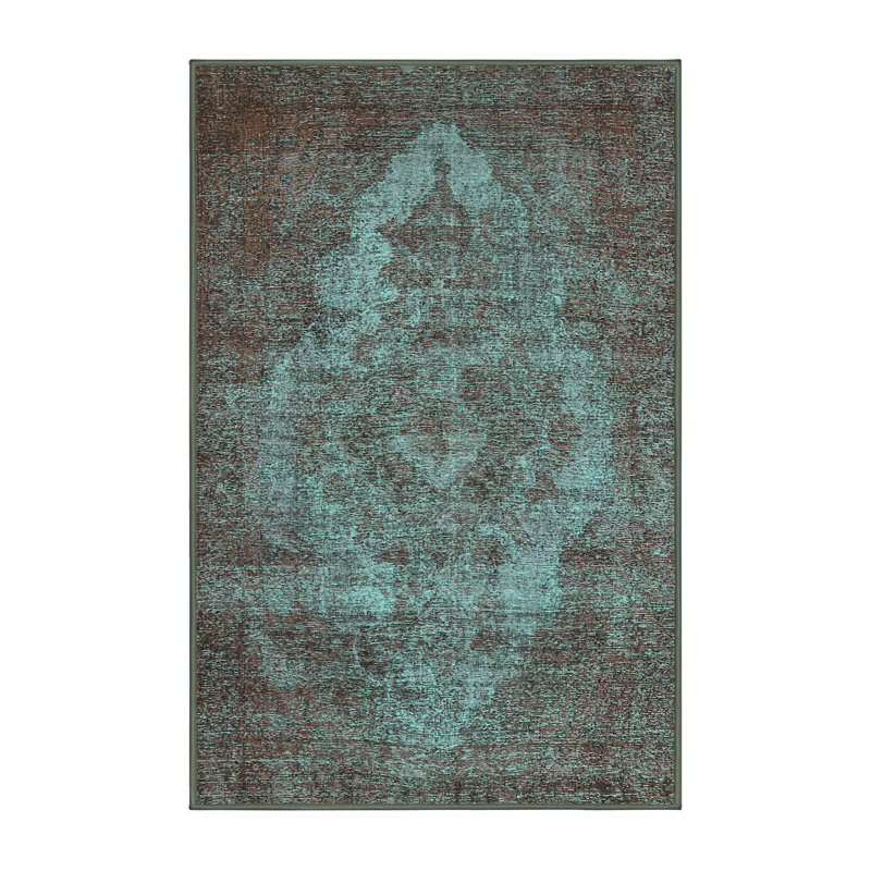 Tapis oriental en laine et polyester tissé à la machine Dalana, Rectangle 4 pi x 6 pi