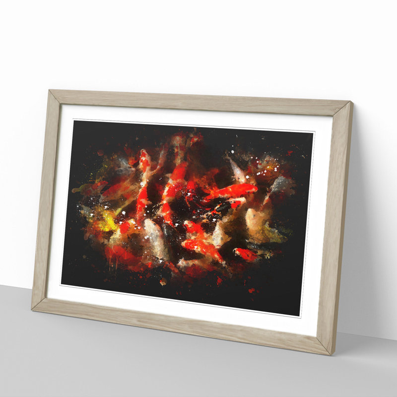 Many Fish - Picture Frame Graphic Art, 48cm H x 65cm W x 2cm D, Oak Framed