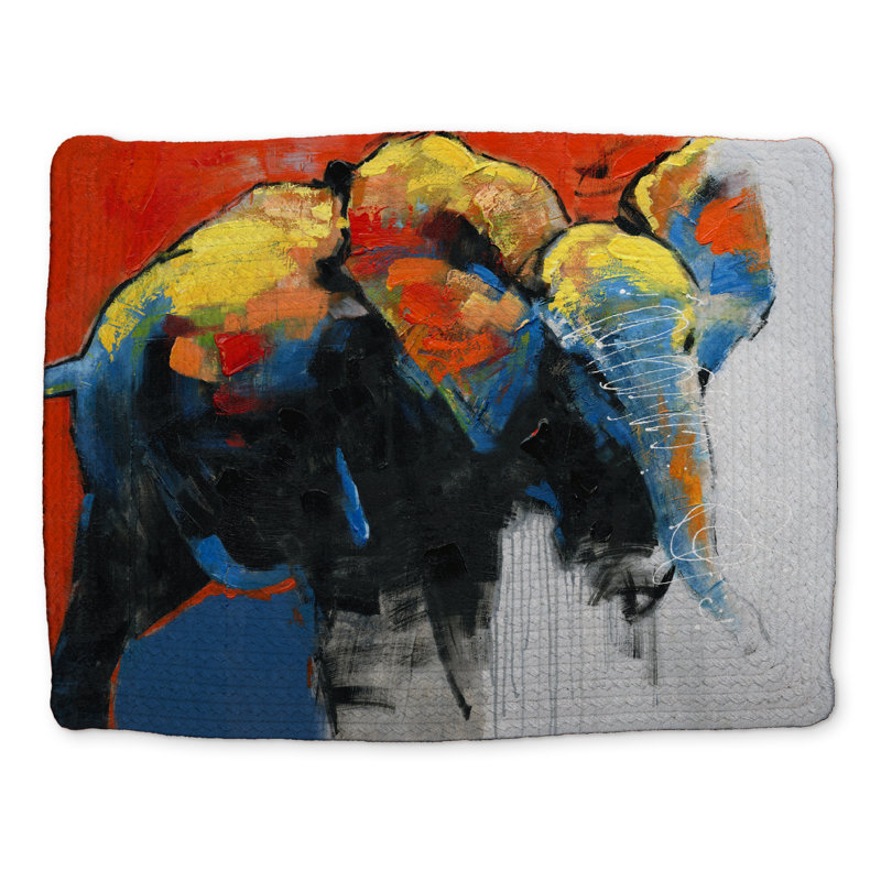 Colorful Elephant Braided Placemat | African Bedroom Decor