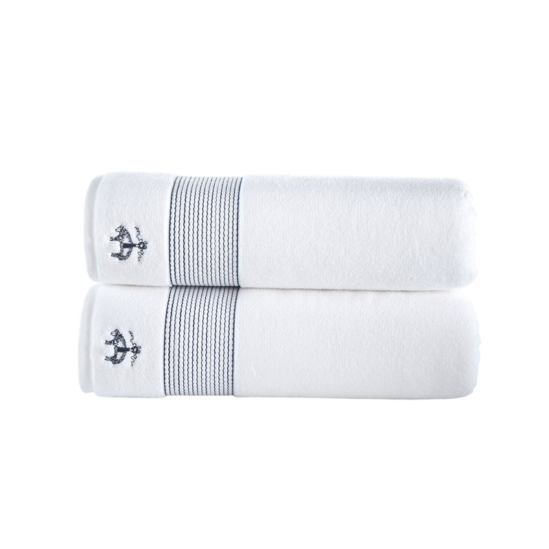 Turkish Cotton Midweight Jacquard Bath Sheet, Navy