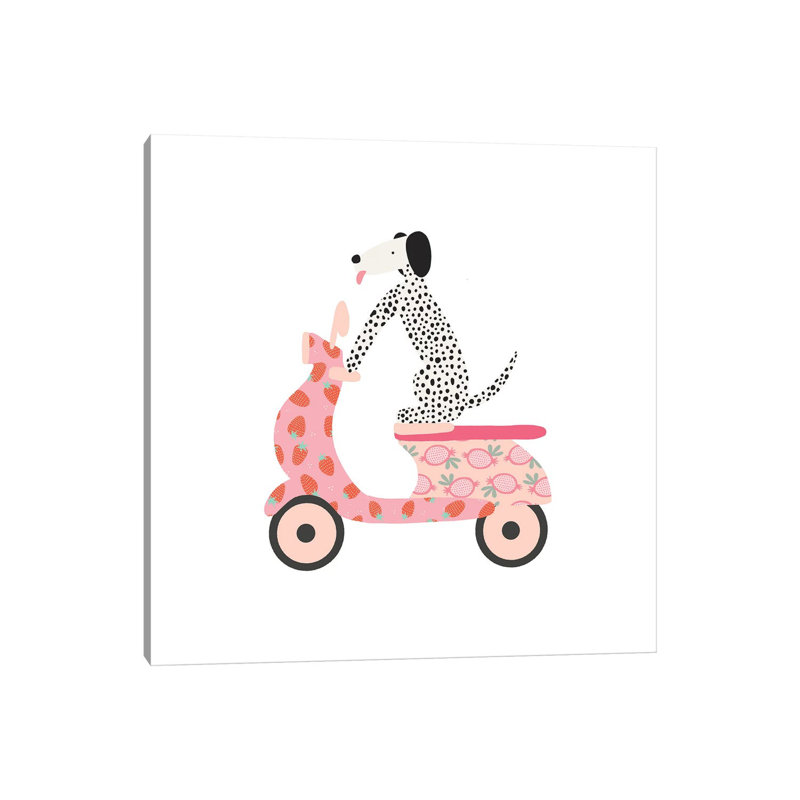 Dog Scooter 1 Piece Wrapped Canvas Painting, 30.48 cm H x 30.48 cm W