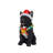 Lighted Christmas French Bulldog Statue with Santa Hat and LED Wreath, Black Resin Frenchie Figurine for Holiday Decor