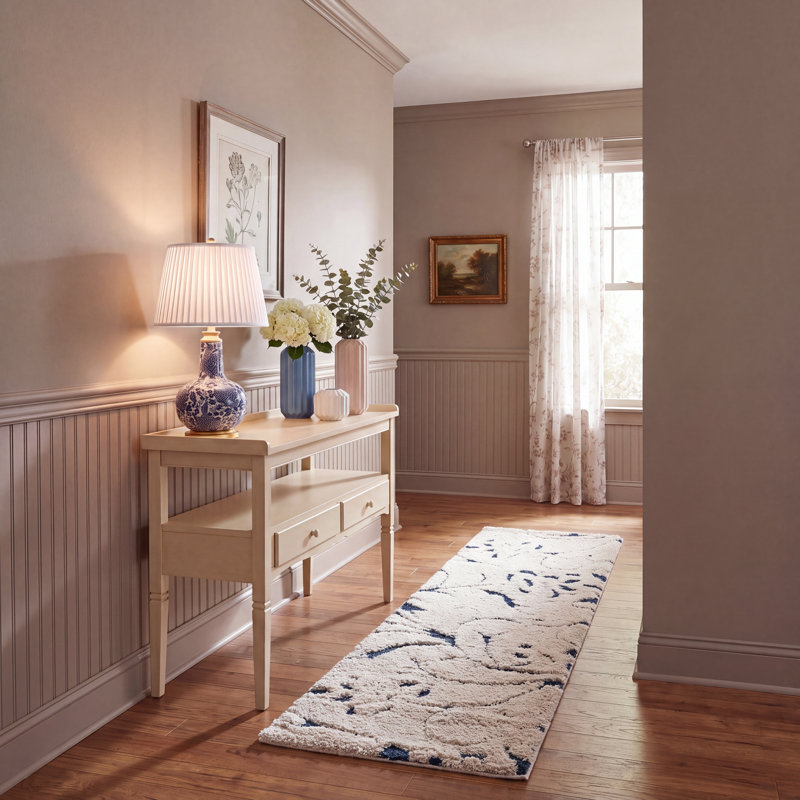 Tapis d'intérieur à motif floral à poils longs Florida, Tapis de couloir 2 pi 3 po x 8 pi 0 po