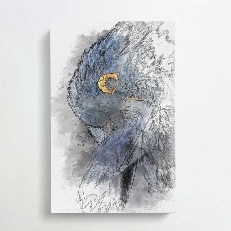 A Blue Parrot In Abstract - Wrapped Canvas, 60cm H x 40cm W x 3cm D