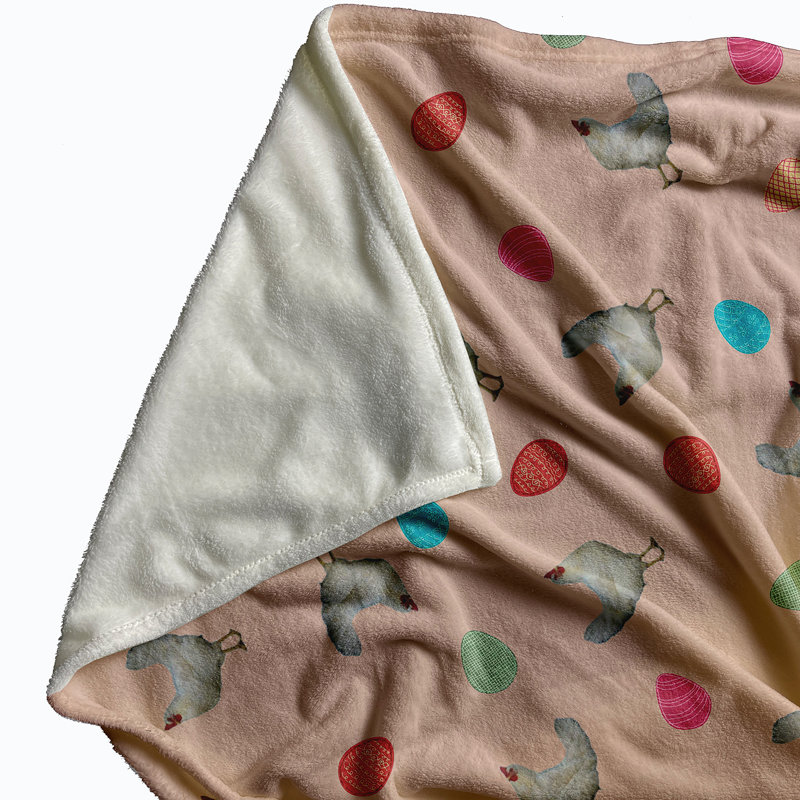 Bianco Chickens and Eggs Blanket, W76 x L101cm, Red
